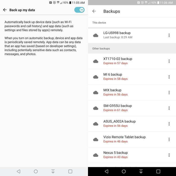 Android backups deleted two months no usage