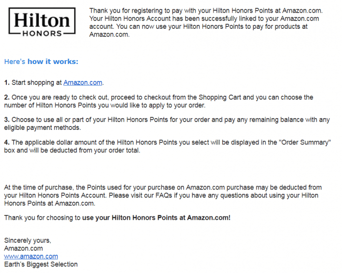 Amazon now accepts hilton honors points as payment