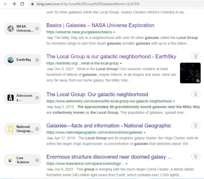 Bing fact check labels in search results